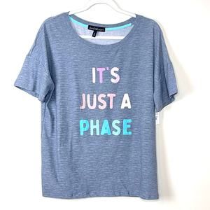 Derek Heart Heathered Blue Its Just A Phase Short Sleeve T-Shirt NWT Size Large